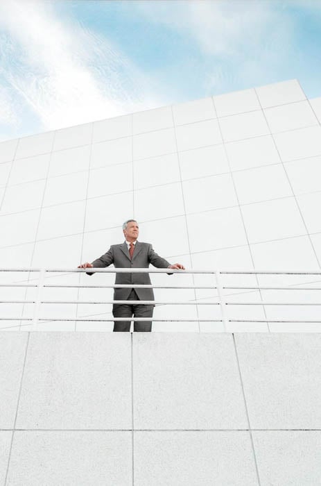 Photo of a businessman outside looking outwards taken by Atlanta-based corporate photographer Gregory Campbell. 