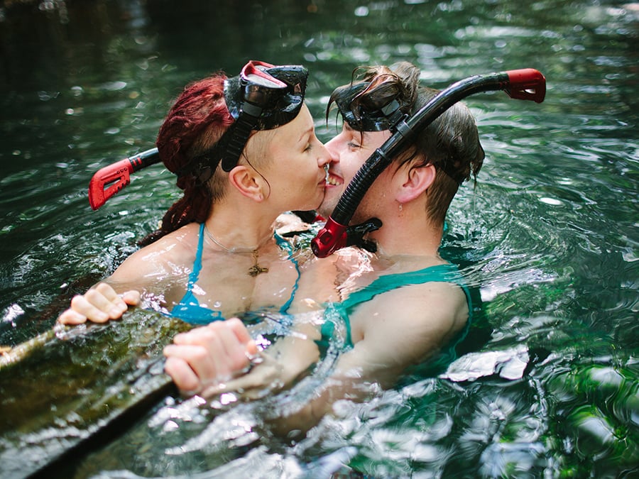Gene Smirnov snorkeling couple kissing 