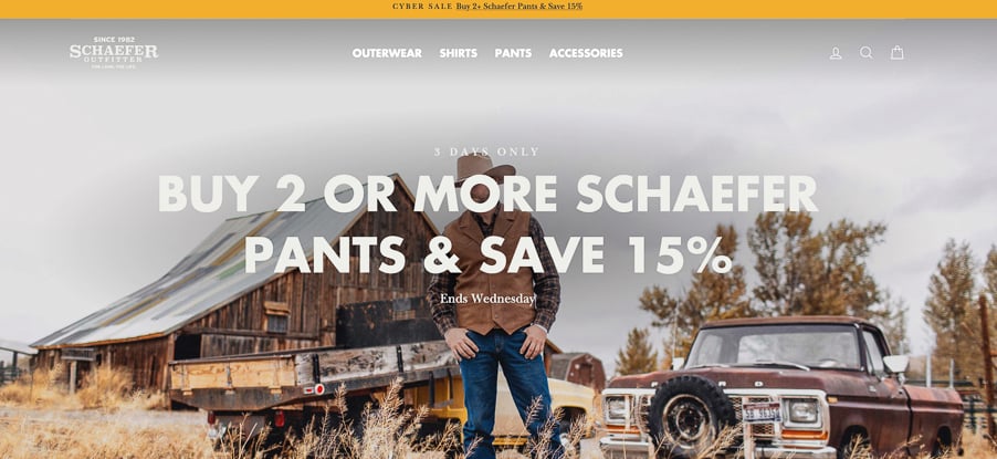 Website screenshot on Schaefer Outfitter featuring an image by Hiillary Maybery 