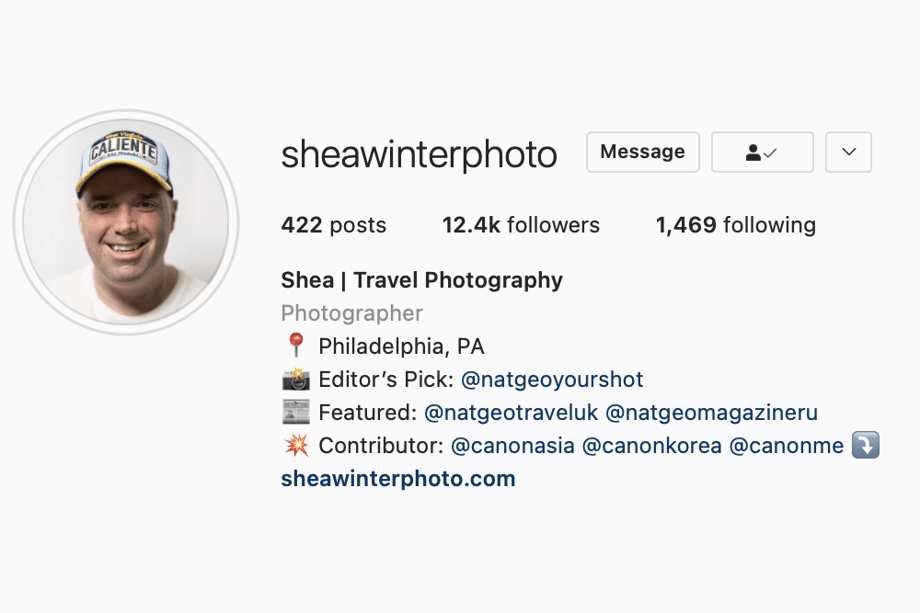 Photographer Instagram Bio Example