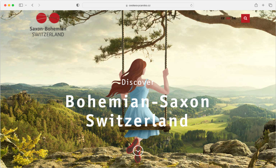Homepage of the České Švýcarsko website featuring a composite photo by Jiri Lizler. 