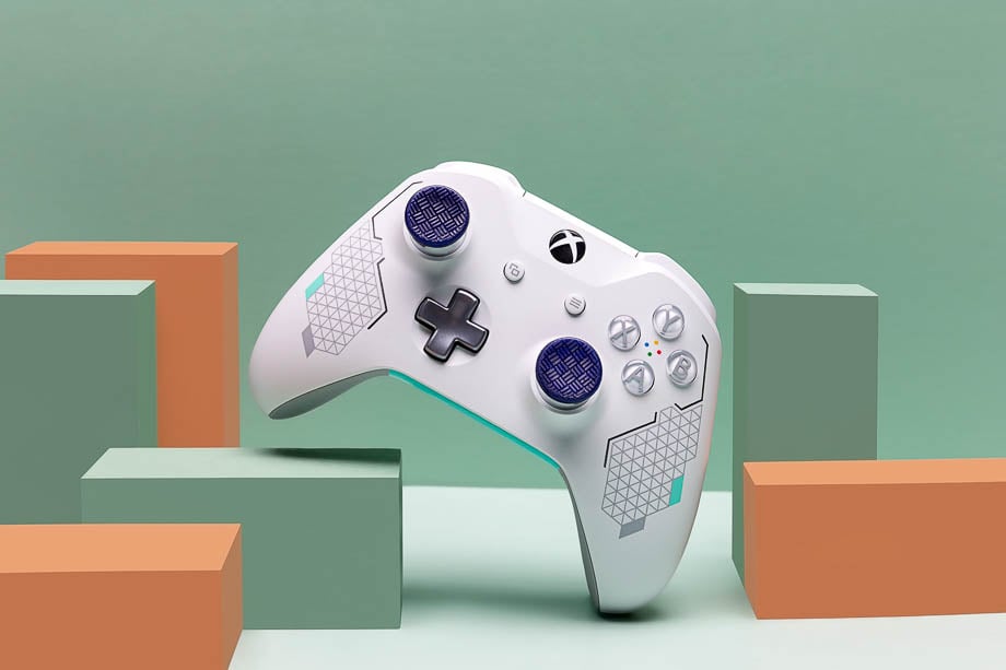 Photo of a specially designed white X-Box controller taken by Atlanta-based product photographer Kelly Kline.