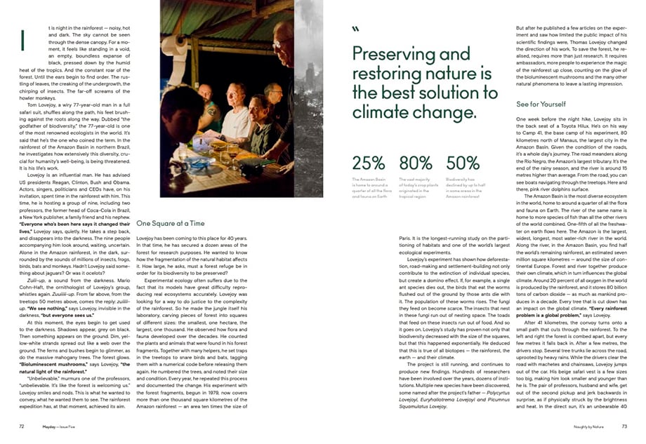 Tearsheet from Mayday magazine of Camp 41 at the Amazon Biodiversity Center.