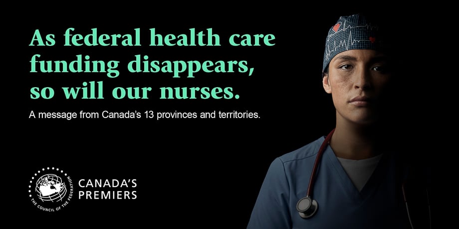 Photo of a nurse for Canada's Premiers healthcare funding campaign taken by Vancouver-based portraiture photographer Kyrani Kanavaros. 