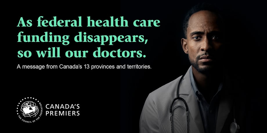 Photo of a doctor for Canada's Premiers healthcare funding campaign taken by Vancouver-based portraiture photographer Kyrani Kanavaros. 