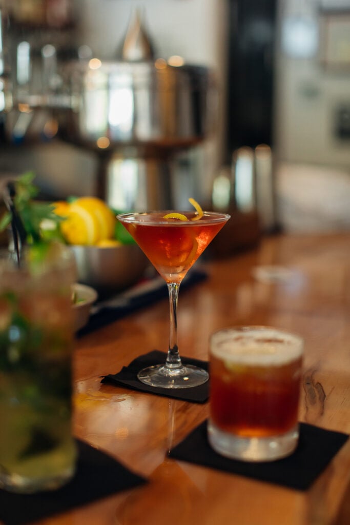 Photo of a couple of cocktails on a bar for Life & Thyme.