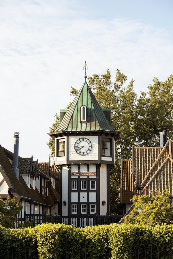 The exterior of Wine Valley Inn and Cottages, a Danish themed village in Solvang, California by photographer Natasha Lee of Santa Monica, California