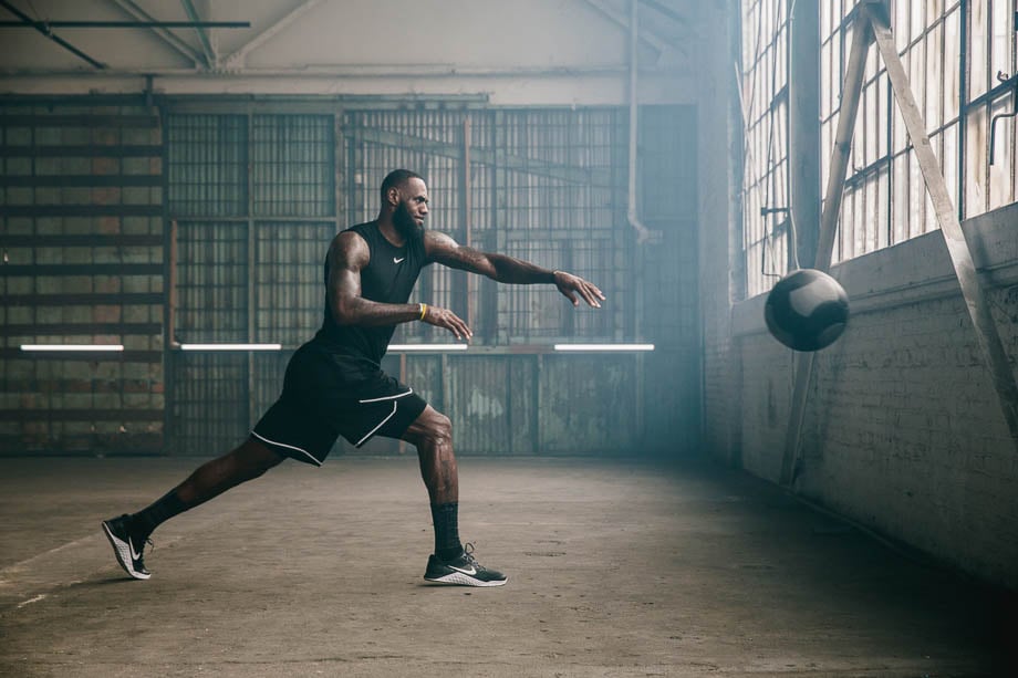 Photo of Lebron James throwing a basketball against a wall taken by Chicago-based fitness photographer Nolis Anderson. 