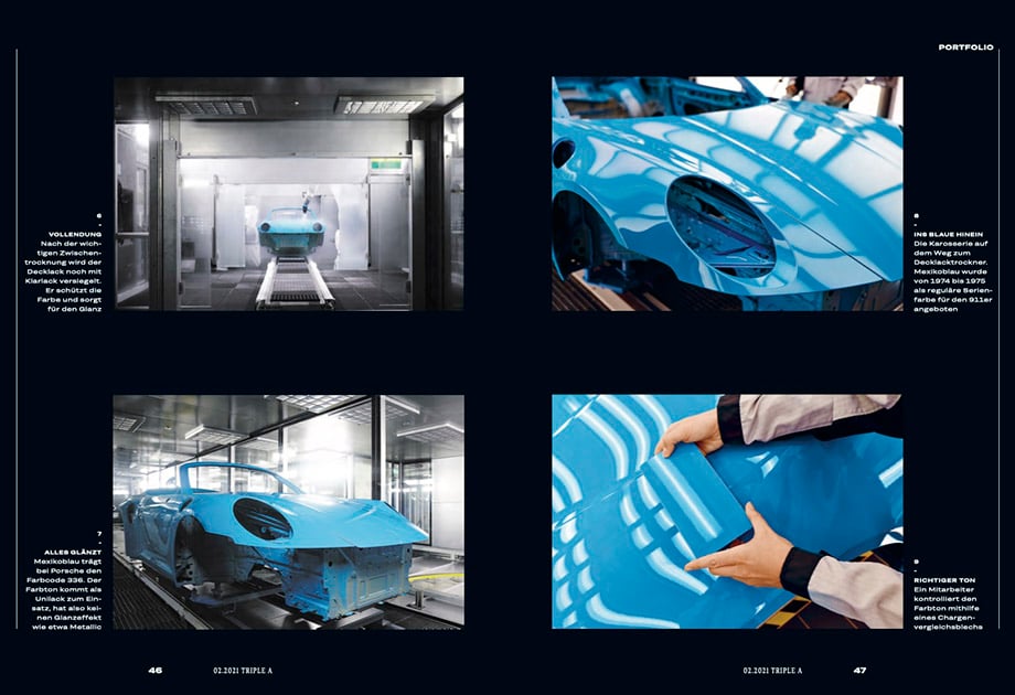 Tearsheet of Mexican Blue Porsche 911 for Triple A magazine