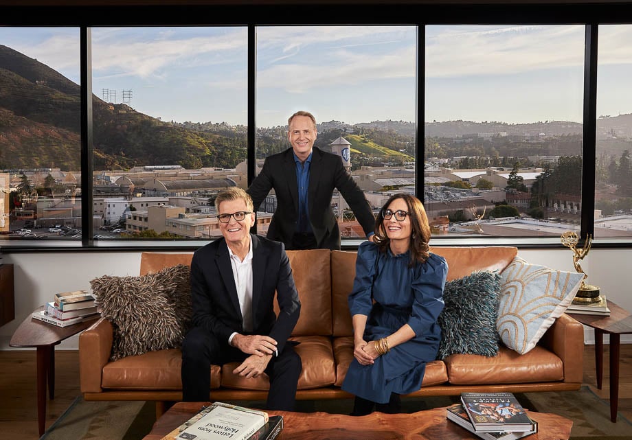 Portrait of three Warner Brothers executives taken by Los Angeles-based corporate photographer Rocco Ceselin. 