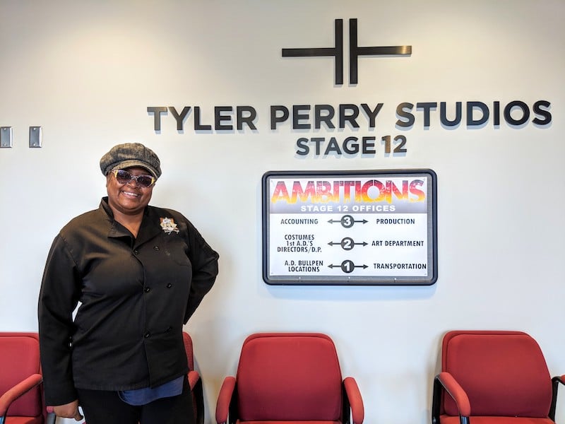 Chef Samone Lett of Red Door Events and Catering at Tyler Perry Studios 