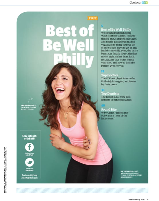 Photo of Christina Stoltz laughing in Philadelphia Magazine by Philadelphia-based lifestyle photographer Gene Smirnov.