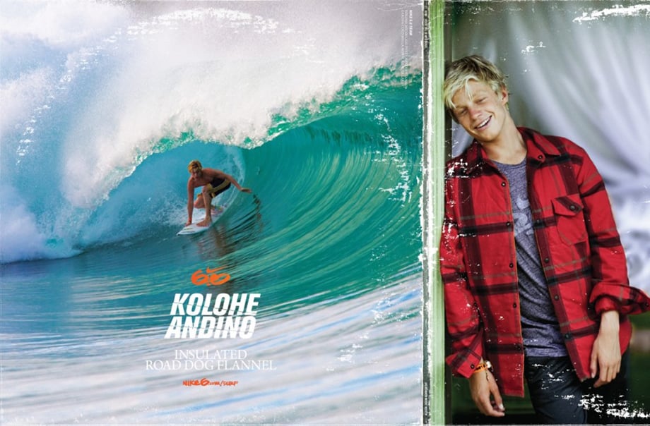 Photo of Kolohe Andino in insulated road dog flannel for Nike 6.0 taken by adventure/outdoor photographer Josh Letchworth. 