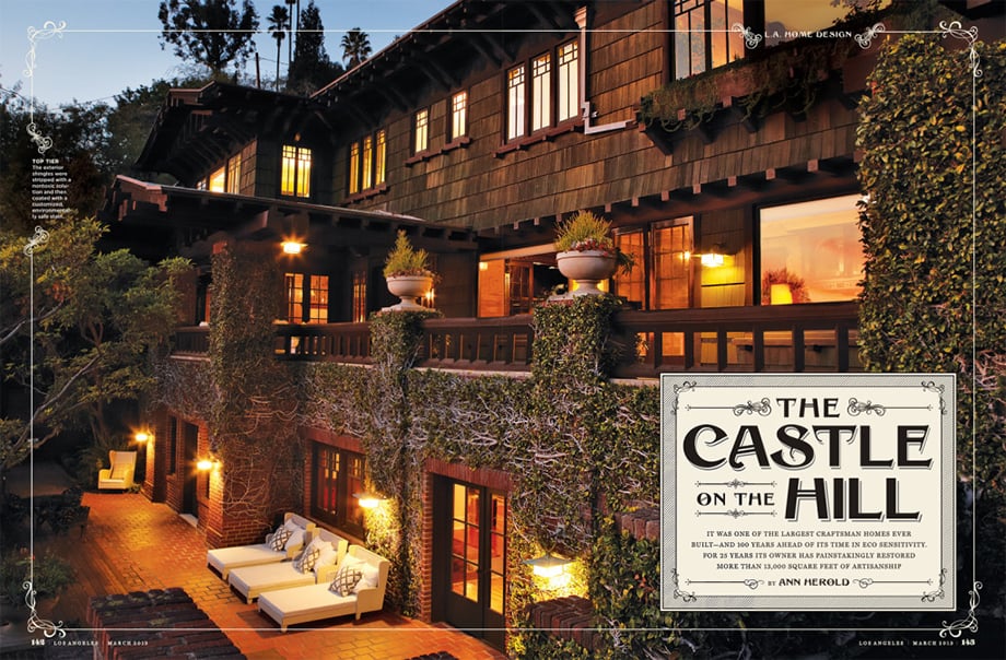 Photo of the Castle on the Hill for Los Angeles Magazine taken by Los Angeles-based home/garden and hospitality photographer Joe Schmelzer