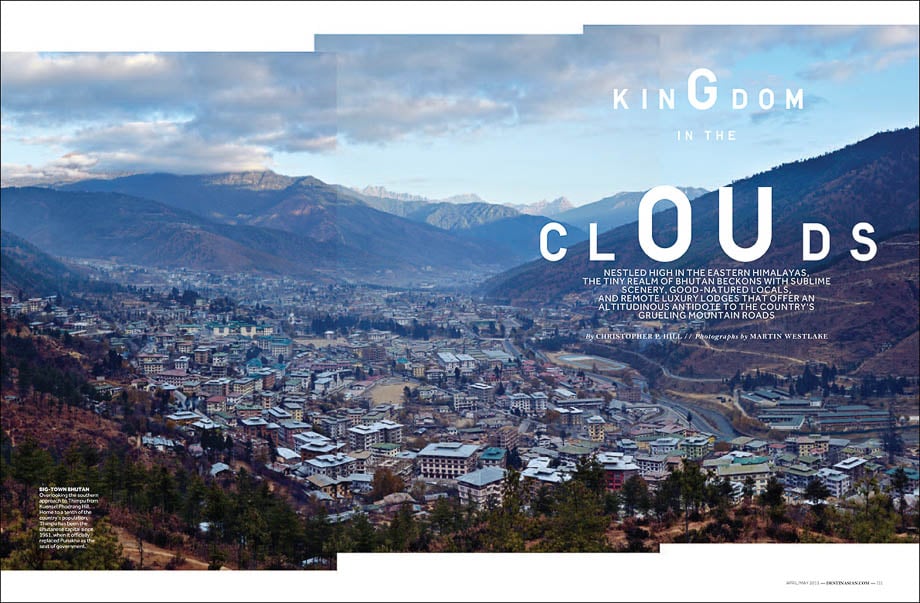 photo of a Bhutan cityscape for DestinAsian by Indonesia-based travel photographer Martin Westlake.