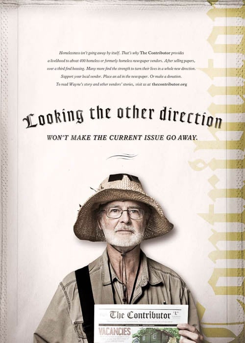 The Contributor tearsheet featuring an image of an old man in safari attire holding a newspaper, taken by Nashville-based agriculture and lifestyle photographer Hollis Bennett. 