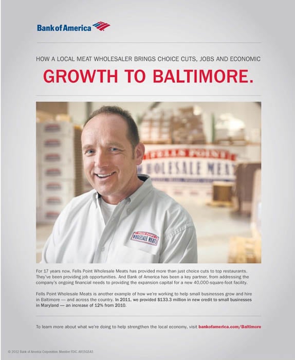 Photo of a man at Fells Point Wholesale Meats taken for Bank of America by New York-based portraiture photographer Jonathan Hanson