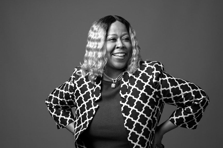 Photo of an African American business executive for the UPS Black Voices in Big Brown book taken by Atlanta-based corporate photographer Scott Areman