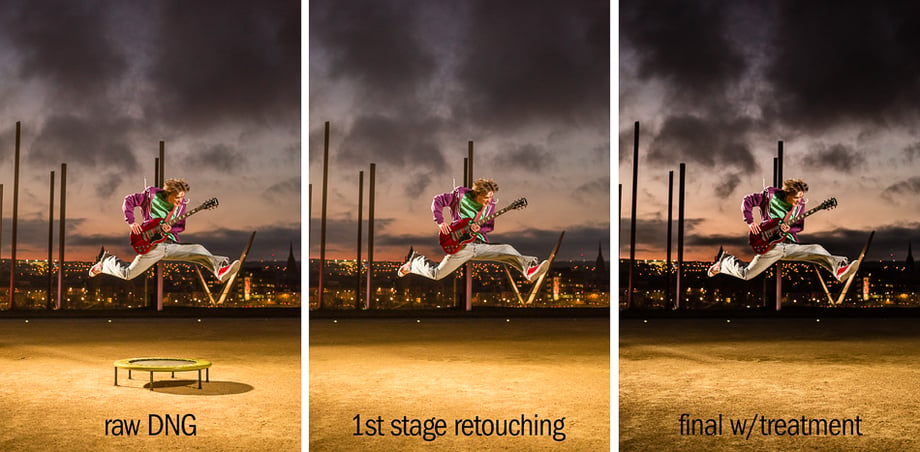The three stages of retouching images for The Northern Ireland Tourist Board.