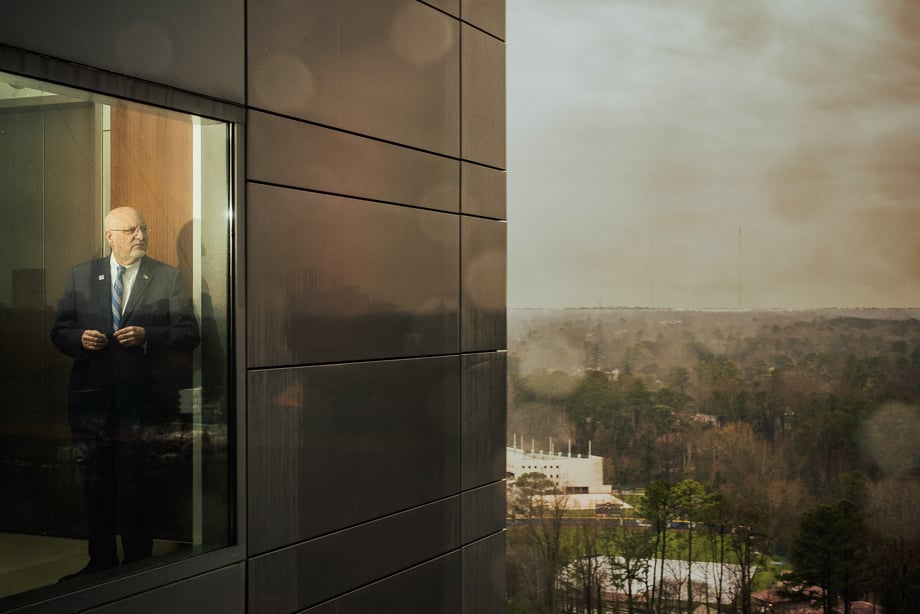 Photo of Centers for Disease Control Director Dr. Robert R. Redfield at the CDC headquarters in Atlanta, Georgia on February 28, 2019, taken by Washington DC-based corporate photographer Stephen Voss. 