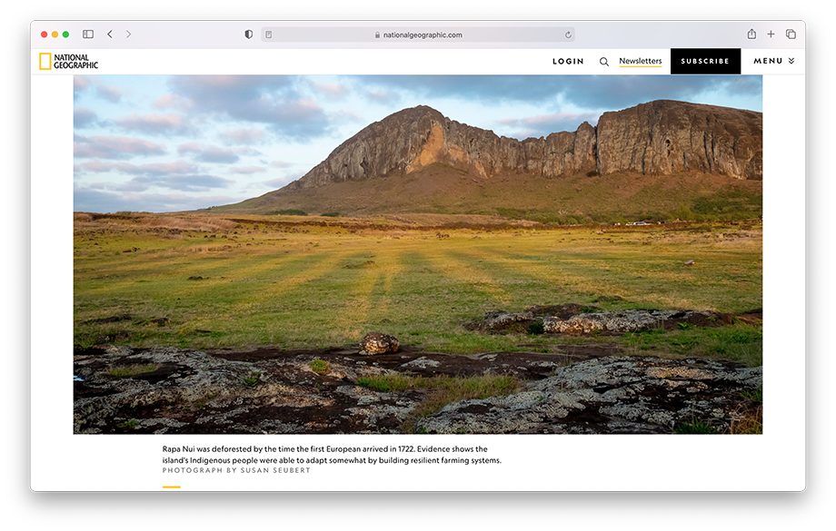Tearsheet from National Geographic website of Easter Island.