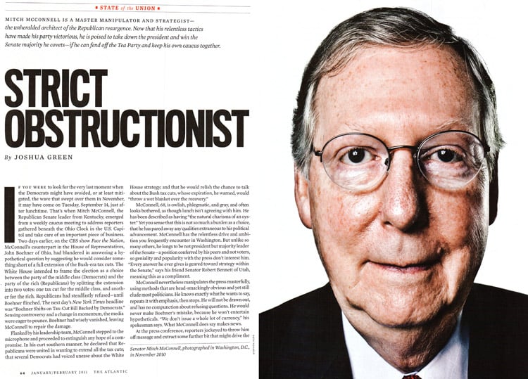 Editorial headshot of Mitch McConnell photographed by Stephen Voss for The Atlantic