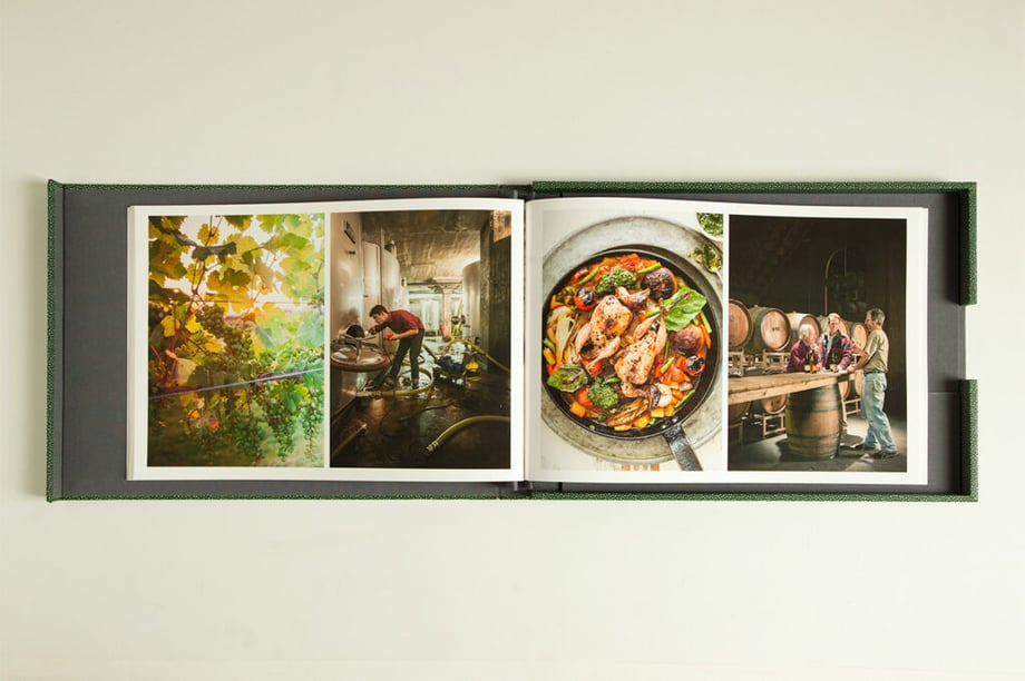 Carl Tremblay's print portfolio open to imagery of food and wine and some of the processes that make them.