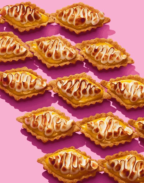 GIF of dancing pastries on a pink background taken by New York-based food photographer Will Styer. 