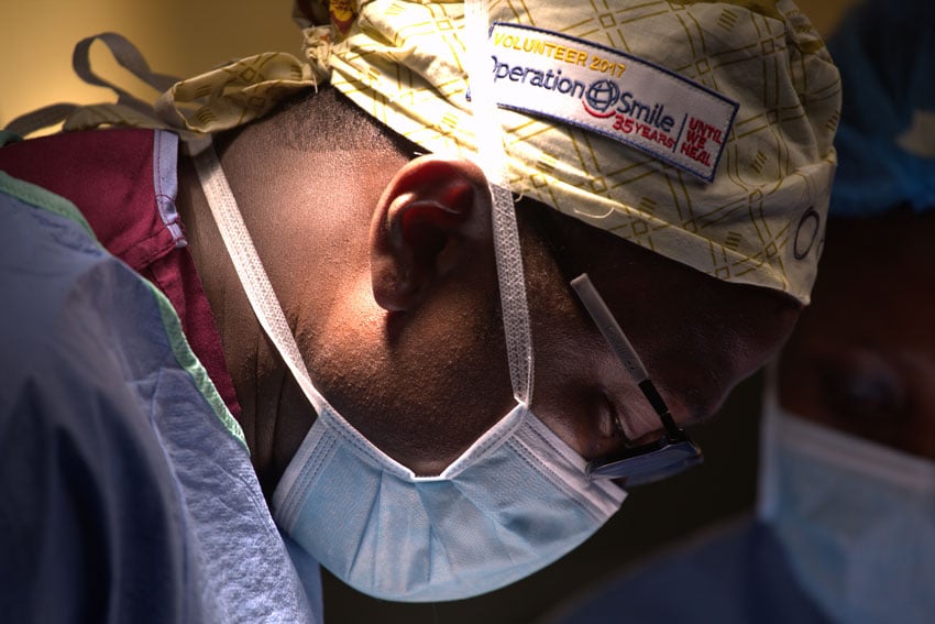 A surgeon in Rwanda working with Operation Smile is photographed by 
Zute Lightfoot 