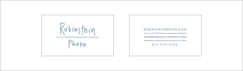Sara Rubinstein's business cards round one.