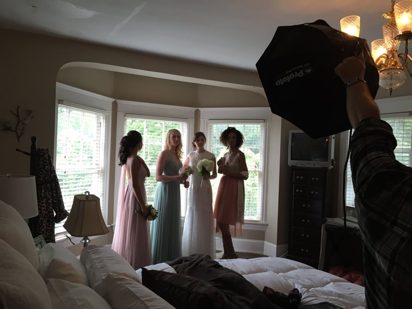 behind the scenes image during the Charles & Colvard shoot 