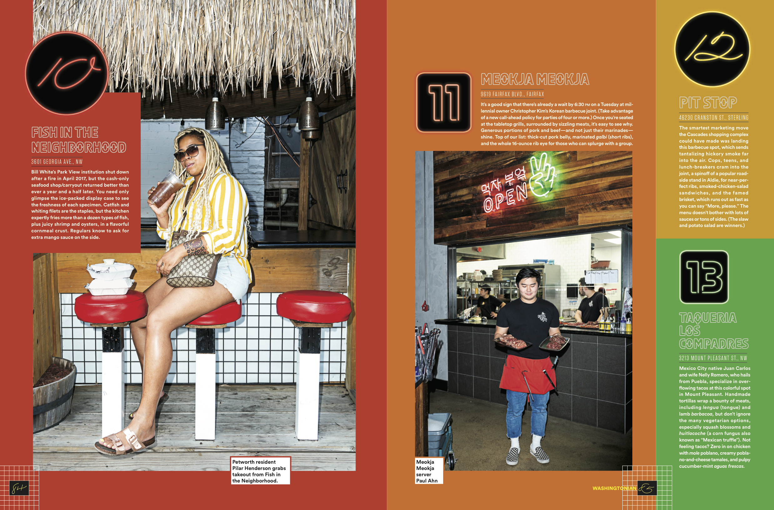 Scott Suchman photographs informal portraits at different restaurants for Washingtonian Magazine-tear sheet.