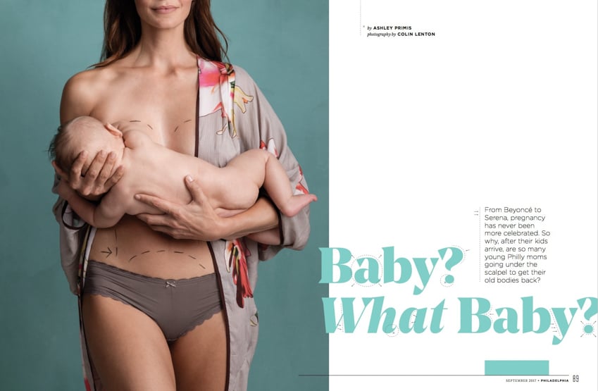 Tearsheet of Philadelphia Magazine's cover featuring pregnancy, photographed by Colin M. Lenton.