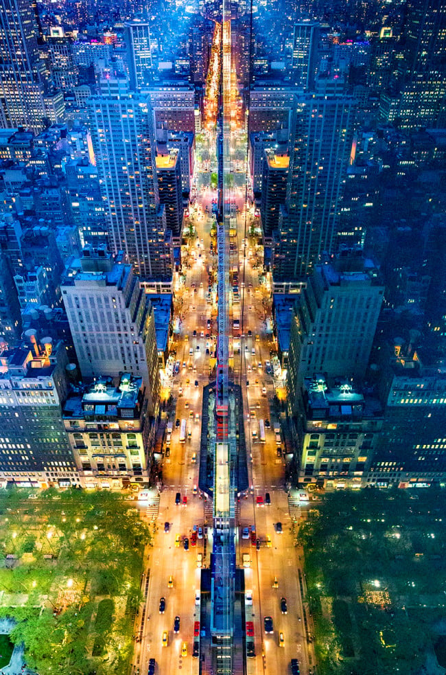 Donna Dotan‘s series, “Reflections From Above,” features graphic, colorful photos, shot from atop a variety of New York skyscrapers