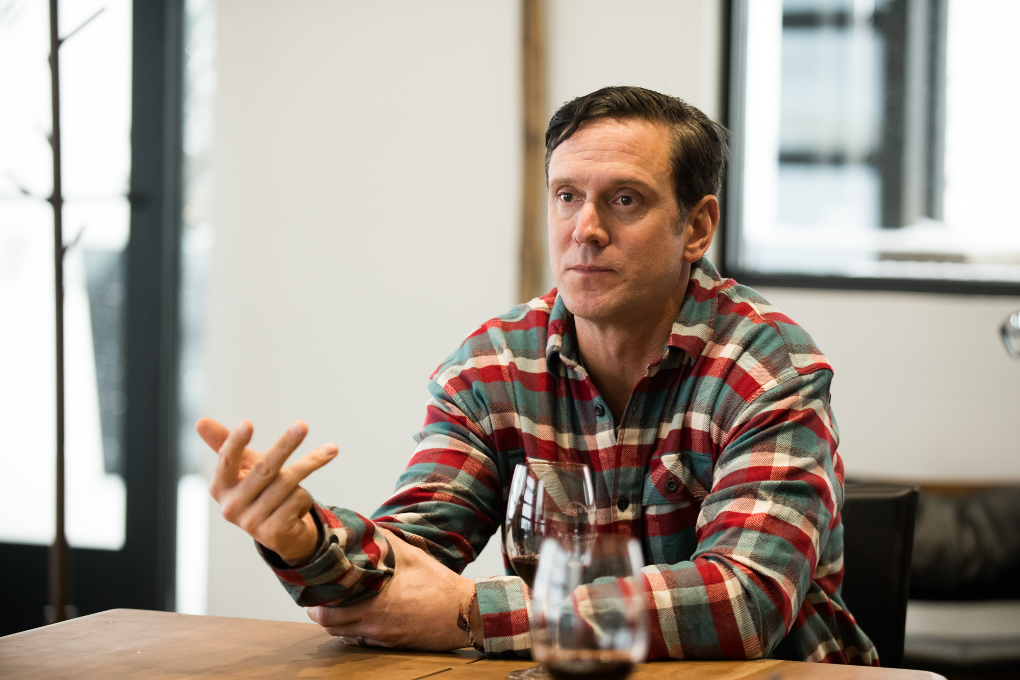 Chona Kasinger captures Drew Bledsoe as he describes his winery venture for this ESPN story 