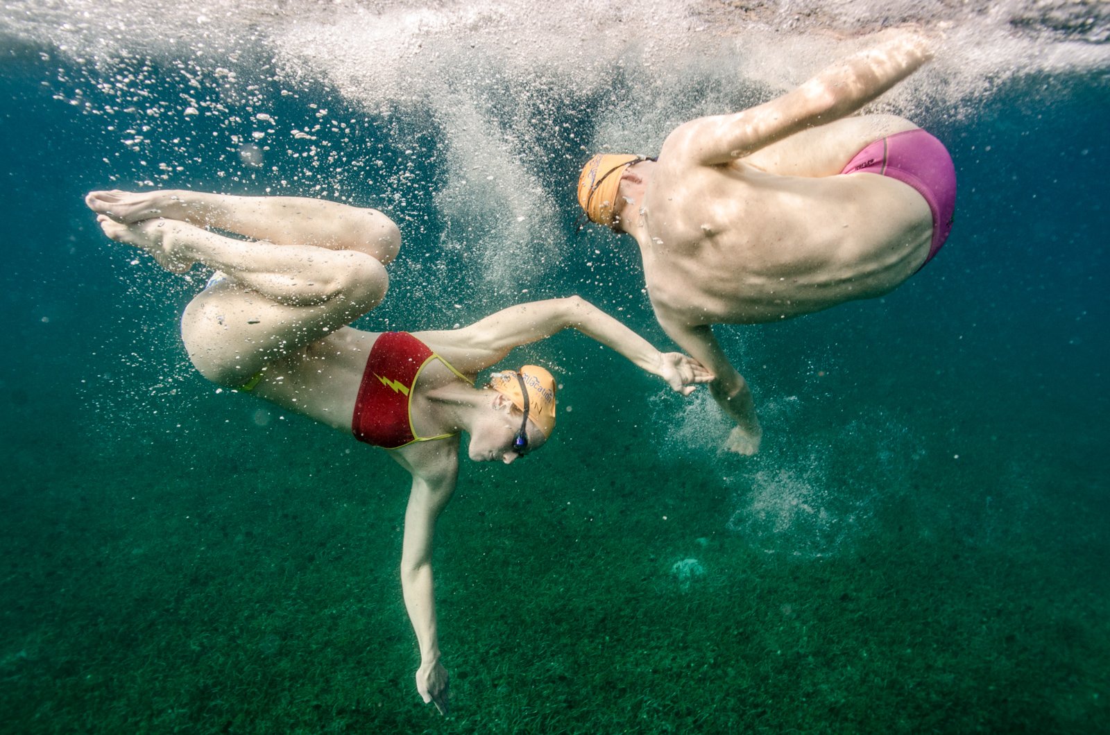 Heather Perry's original underwater image of two swimmers for Swim Vacation