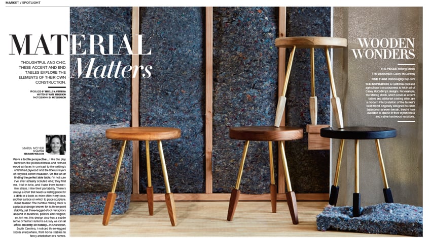 Wooden tables by Maria Moyer photographed by Kate Benson for Luxe Interiors Design Magazine