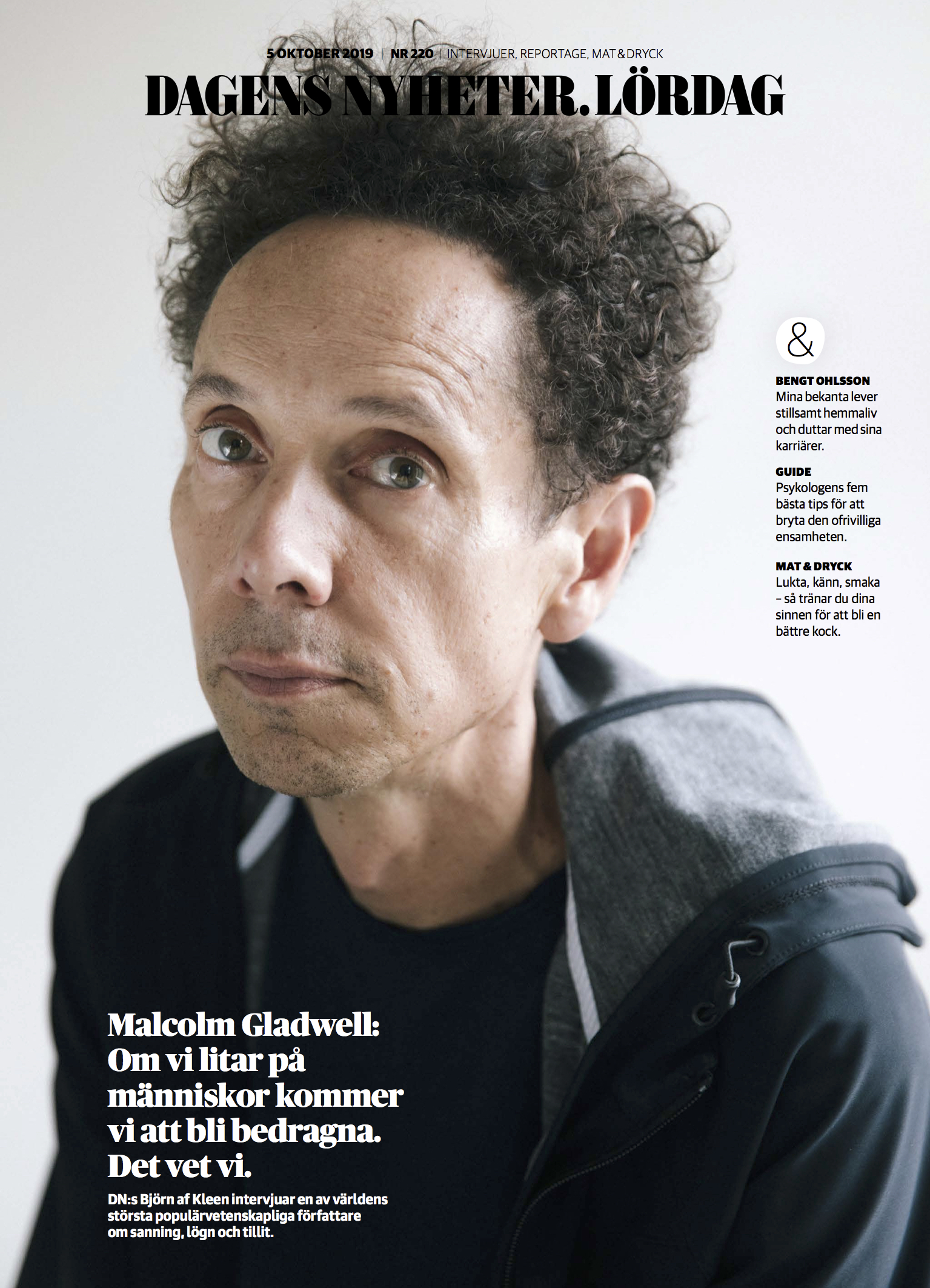 Cover photo of author Malcolm Gladwell by Emil Wesolowski for Dagens Nyheter.