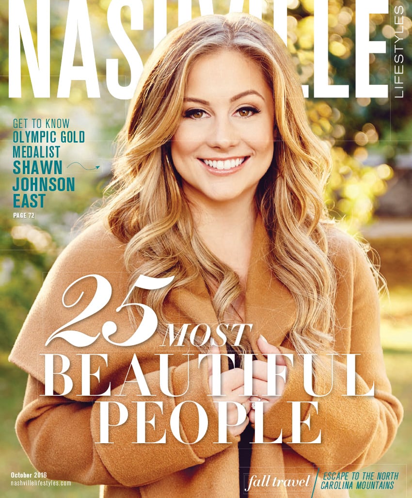 Cover of Nashville Lifestyles with a portrait of Shawn Johnson. Photo by Stephanie Mullins.