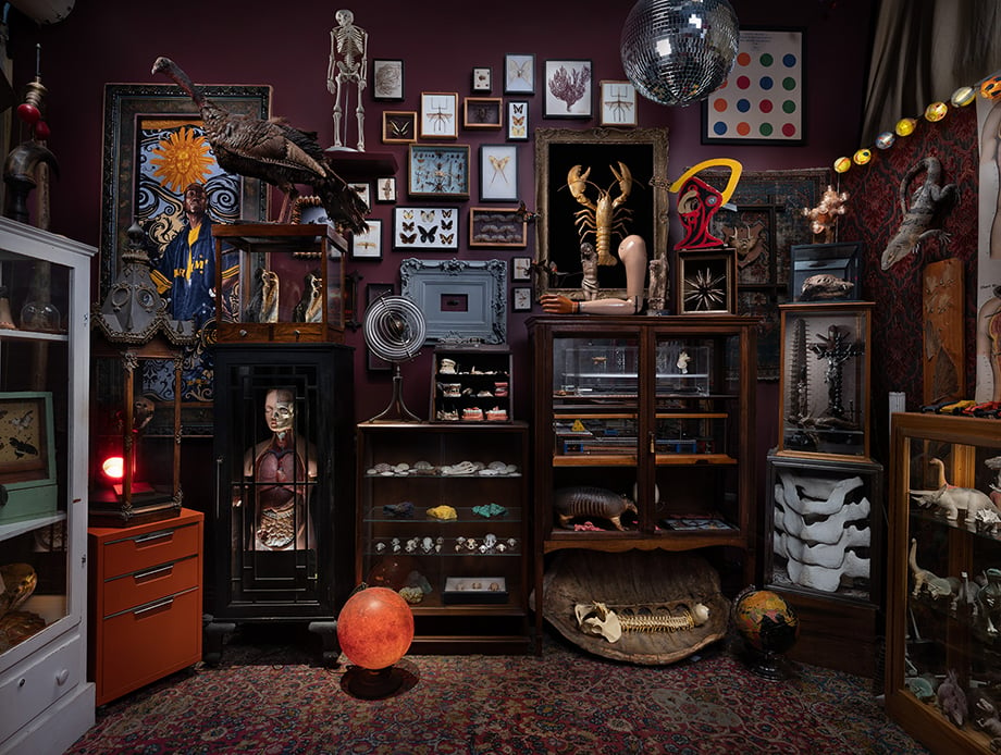 Nick Nacca photographs the main room of Quint studio full of strange and unusual objects