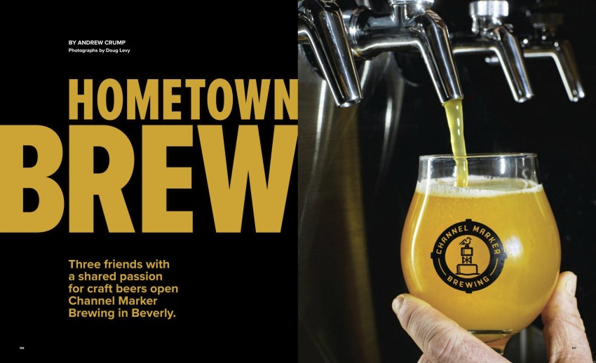 Tear sheet for the brewery, showing Doug Levy's photo of a beer being poured from the tap