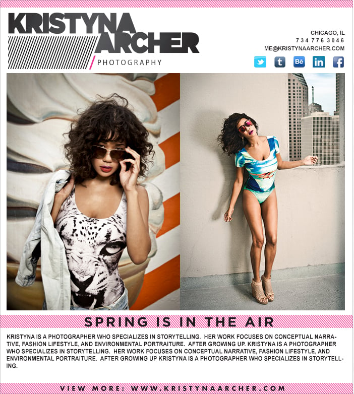 Photographer Kristyna Archer's new emailer design winner