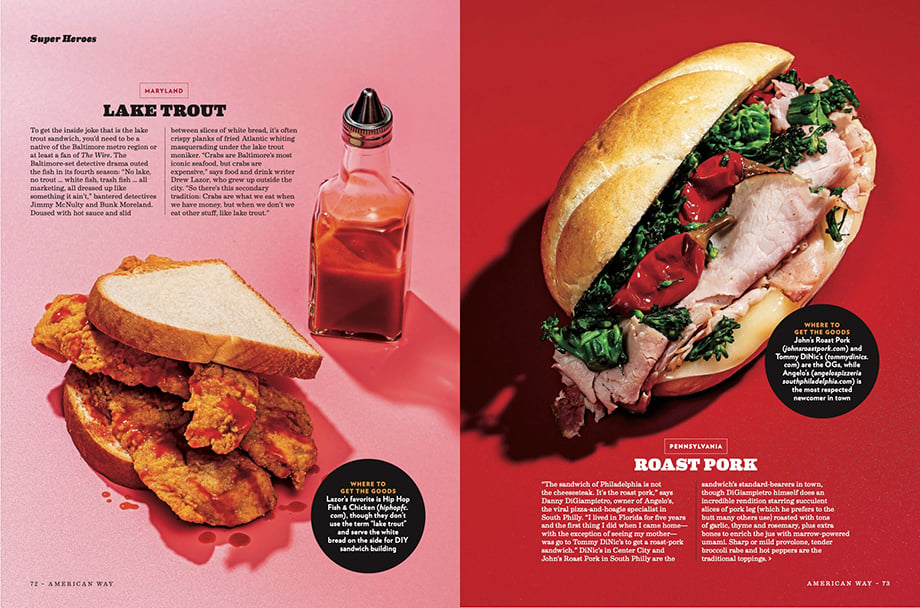 Scott Suchmans photos of sandwiches in American Way