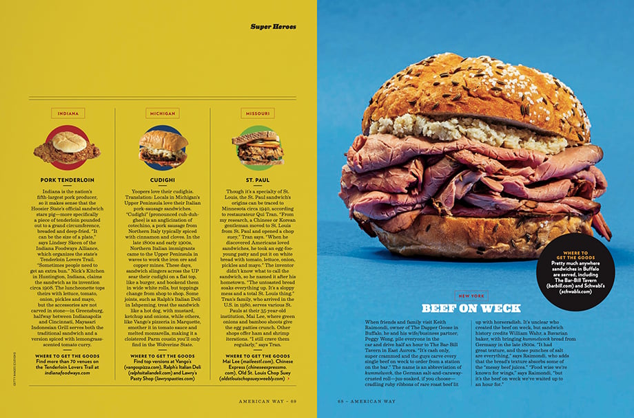 Scott Suchman photographs four sandwiches for American Way
