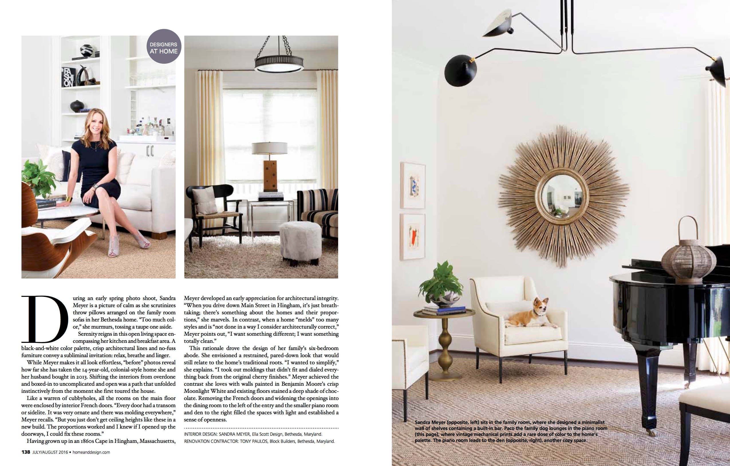 A tear sheet from Home & Design showcasing photos of livings rooms. Photos by Stacy Zarin Goldberg.