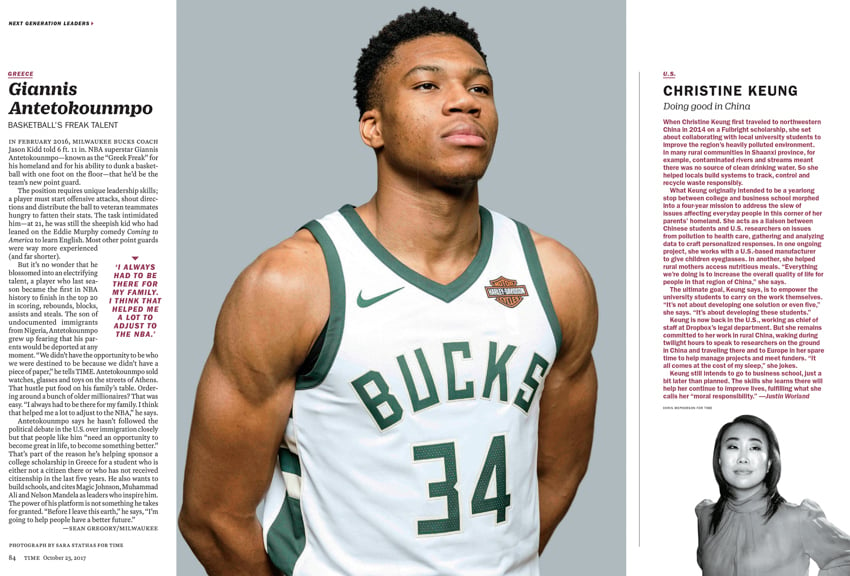 NBA stat leader Giannis Antetokounmpo photographed by Sarah Stathas.