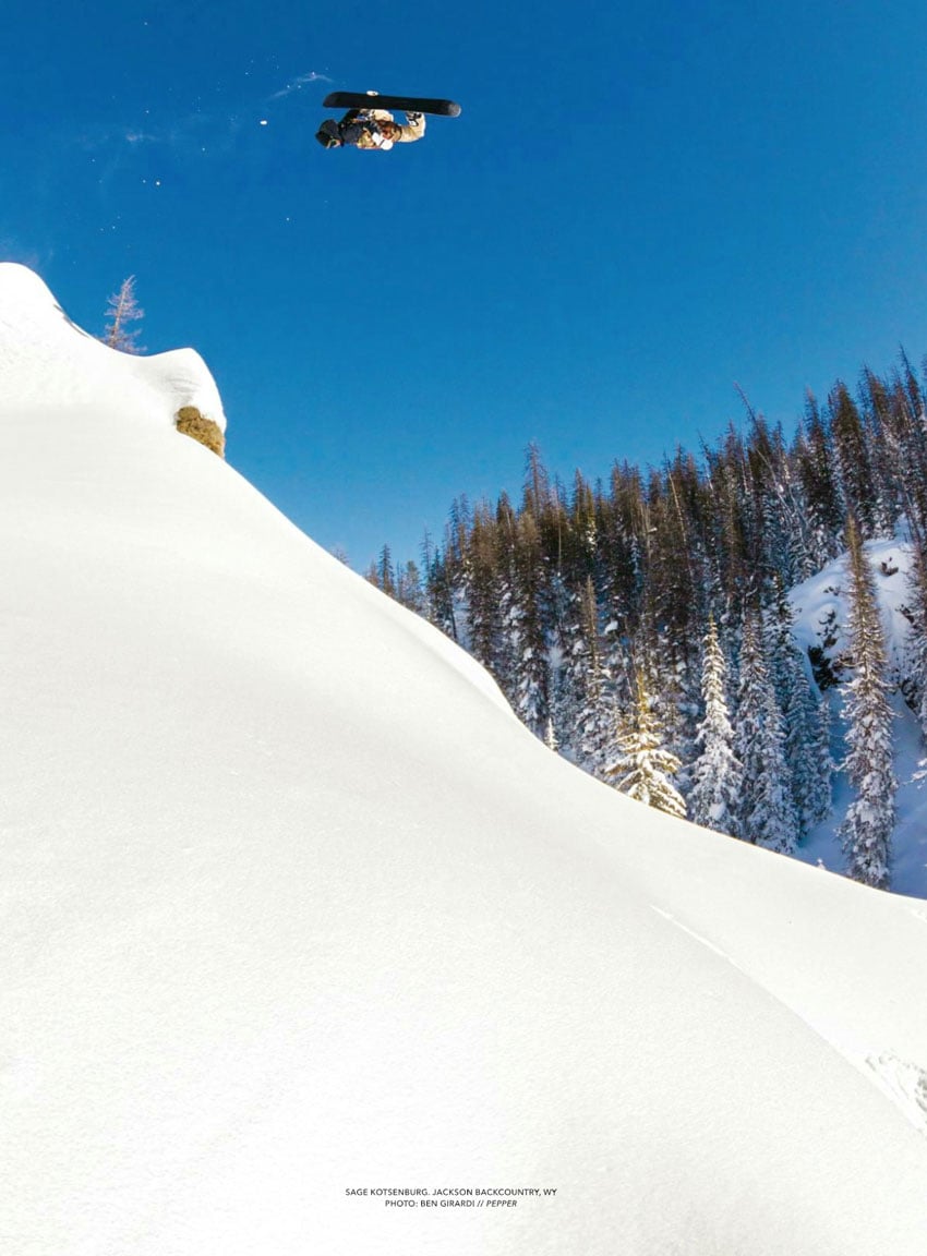 A snowboarder on a snowy mountain, photo by Ben Girardi.
