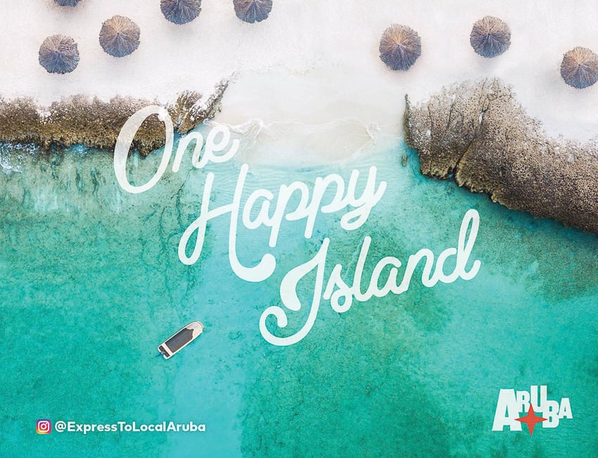 Myles McGuinness' aerial photo of the coast in Aruba appears on Aruba's tourism instagram