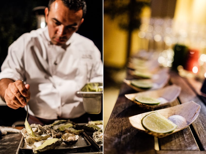 A chef preparing fresh oysters by Chris Sorensen.