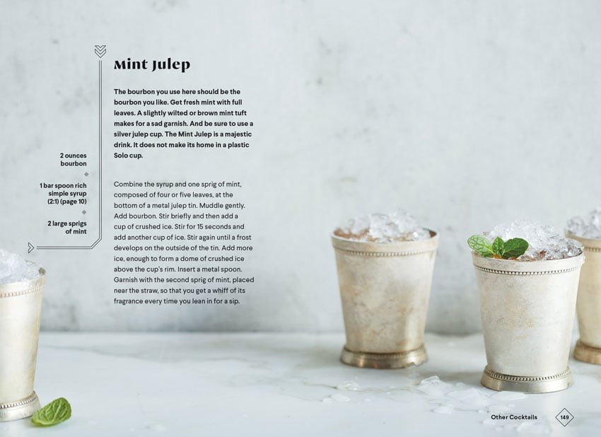 Tear sheet of a "Mint Julep" cocktail, along with its recipe, photo by Colin Price.